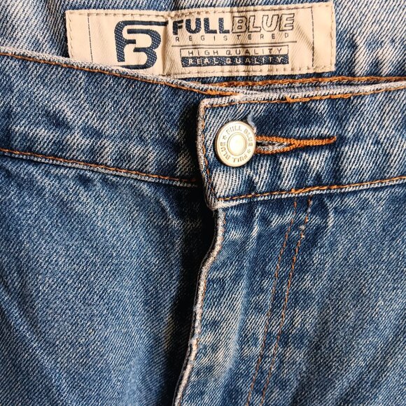 36x30 Vtg Y2K Full Blue Mens Distressed Repaired Vtg Blue Jeans Relaxed Trash - Picture 3 of 10